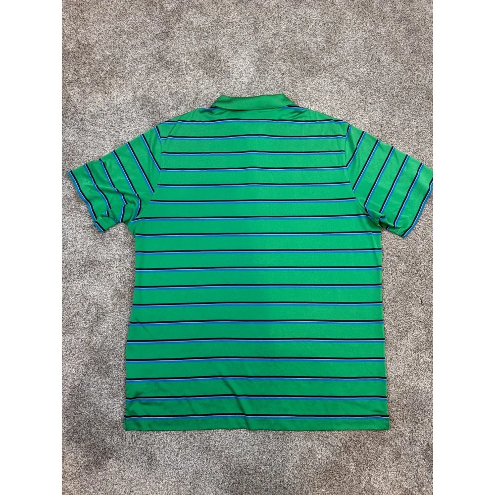 Nike Golf Dri-FIT Polo Shirt Mens XXL Green Striped Short Sleeve Performance Tee